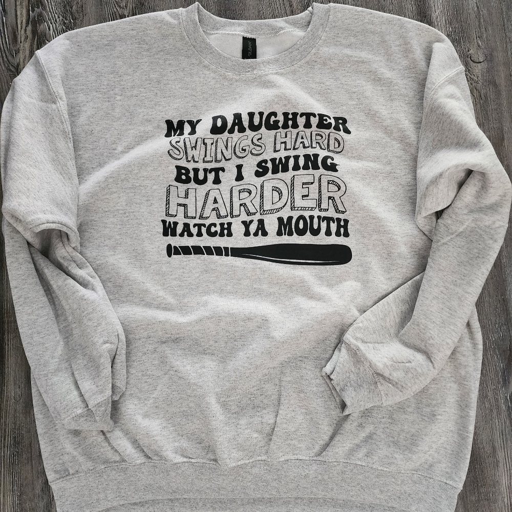 Crewneck Sweatshirt - Ash Grey, XL - Softball mama